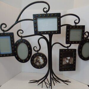 Heavy Metal Tree of Life (7) Photo Frames W Riveting Around Frames 33" L X 29" T